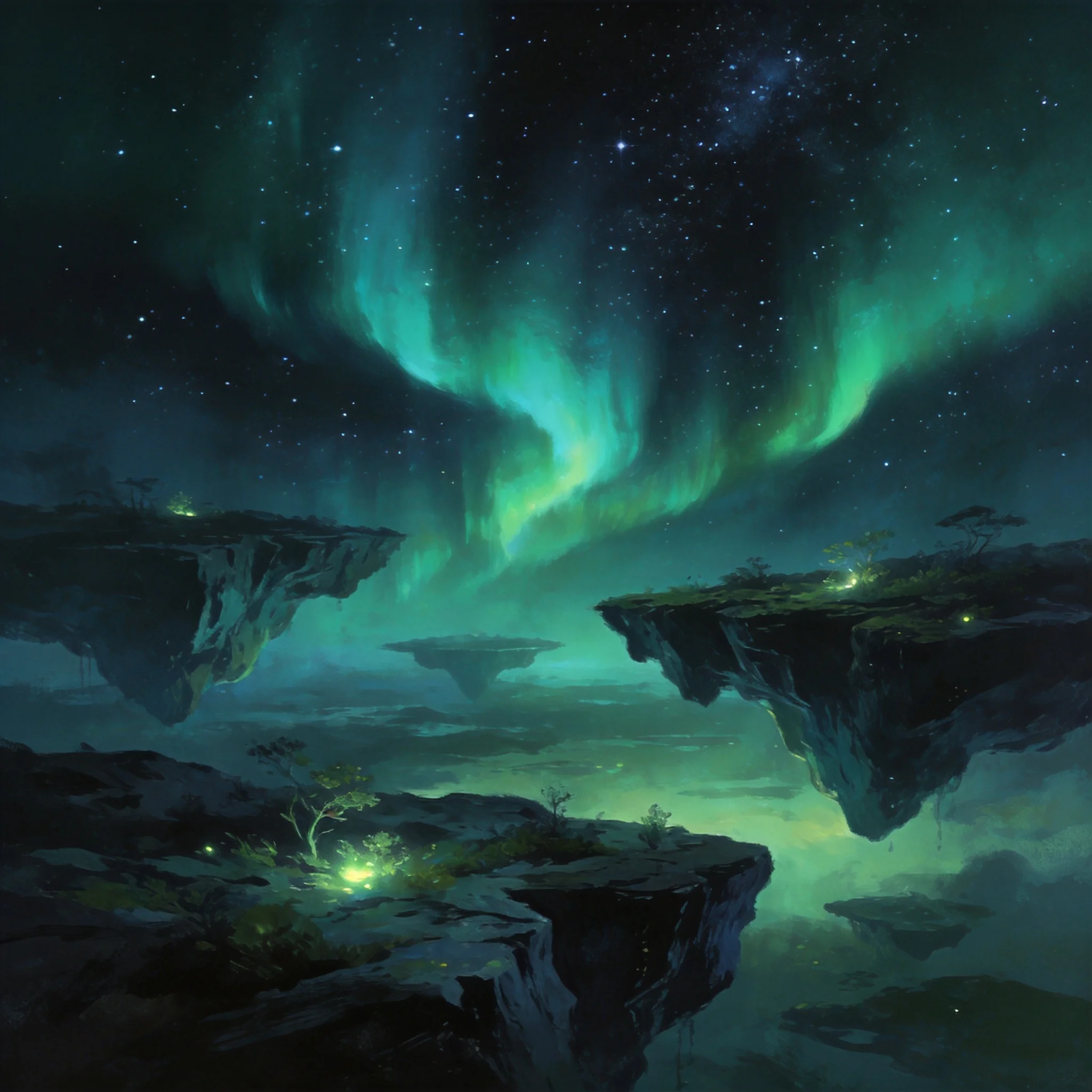 Dreamy floating isles under the aurora NFT